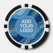 Popular Azure Blue Gold Marble Collection Poker Chips (Voorkant)