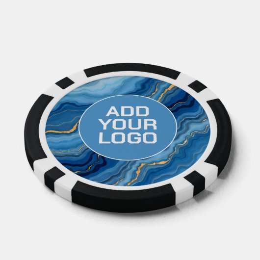 Popular Azure Blue Gold Marble Collection Poker Chips (Enkel)
