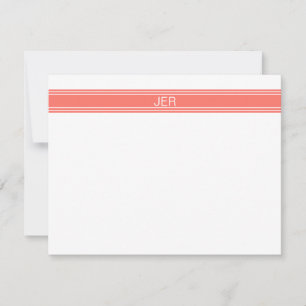 Popular Coral Personalized Monogram Name Initialen Notitiekaartje