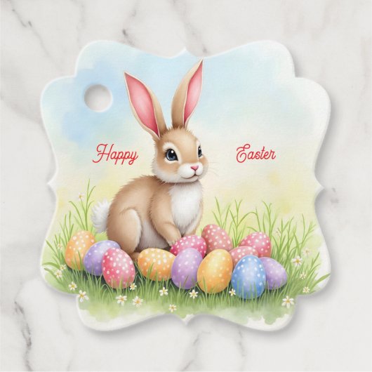 Popular Cute Easter Bunny And Eggs Collection Bedankjes Labels (Voorkant)