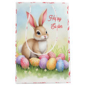 Popular Cute Easter Bunny And Eggs Collection Medium Cadeauzakje (Voorkant)