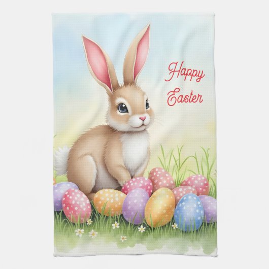 Popular Cute Easter Bunny And Eggs Collection Theedoek (Verticaal)
