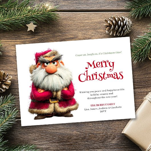 Popular grumpy Claus editable Christmas greeting Feestdagenkaart