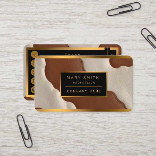 Popular Luxury Elegant Faux Cow Leather Collection Visitekaartje (Voorkant / Achterkant in situ)