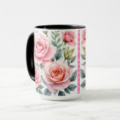 Popular Luxury Pink Roses Beautiful Collection Mok (Voorkant links)
