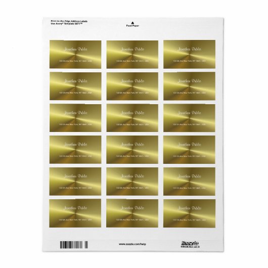 Popular Modern Metallic Faux Gold Script-Sjabloon Etiket (Full Sheet)