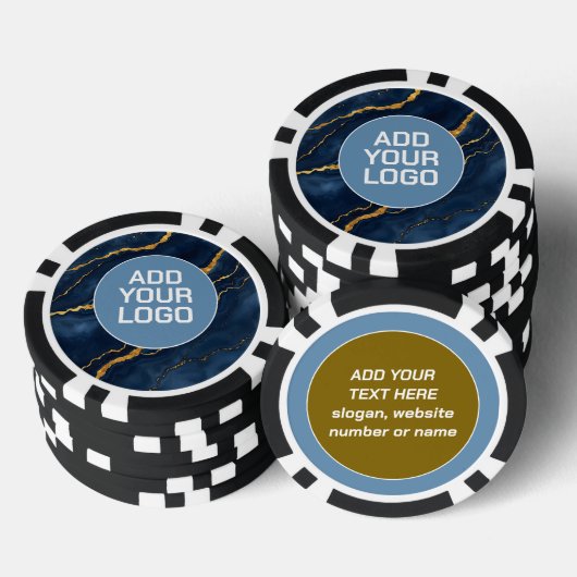 Popular Navy Blue Gold Marble Collection Poker Chips (Opstapeling)