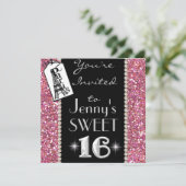 POPULAR Paris SWEET 16 BLING Party Invitation Kaart (Staand voorkant)