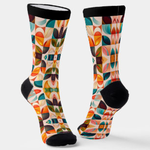 Popular Retro Abstract Squares Collectie Sokken
