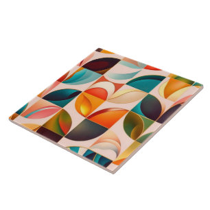 Popular Retro Abstract Squares Collectie Tegeltje