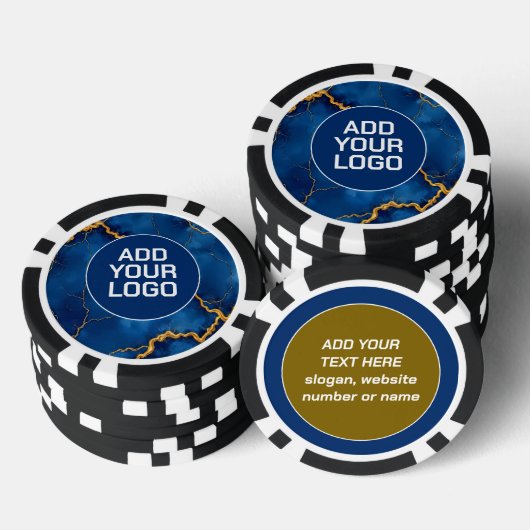 Popular Royal Blue Gold Marble Collection Poker Chips (Opstapeling)