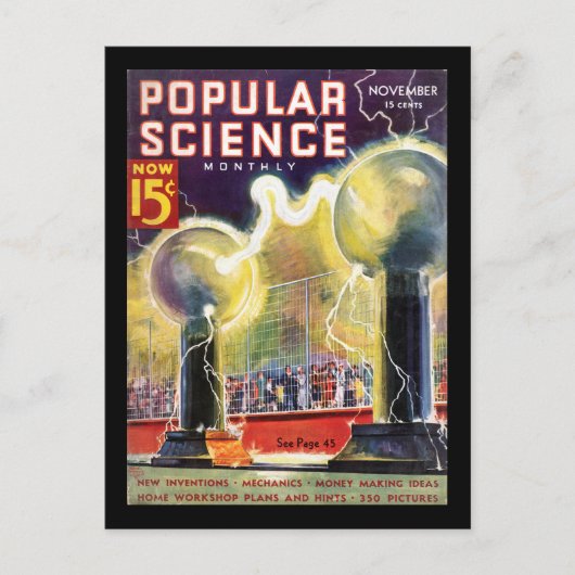Popular Science Monthly, november 1936_Pulp Art Briefkaart (Voorkant)