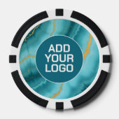 Popular Turquoise Blue Gold Marble Collection Poker Chips (Voorkant)