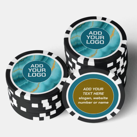 Popular Turquoise Blue Gold Marble Collection Poker Chips (Opstapeling)