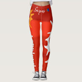 Populära juliga röda samiskt inspirerade leggings (Voorkant)
