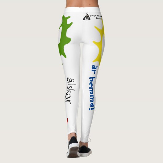 Populära leggings vita med tekst samiska tecken (Achterkant)