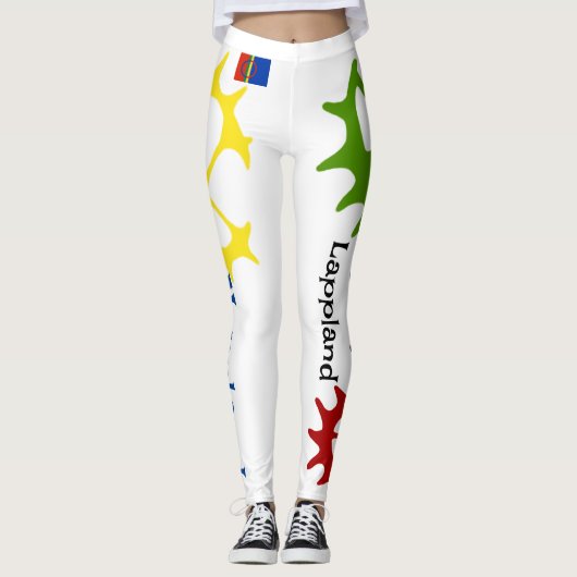 Populära leggings vita med tekst samiska tecken (Voorkant)