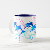 Populatie-dolfijnen Tweekleurige Koffiemok (Voorkant links)