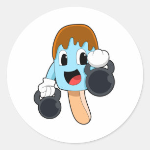 Populatie in Sterke training met Dumbbells Ronde Sticker