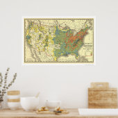 Population Density USA Map 1890 Poster (Keuken)