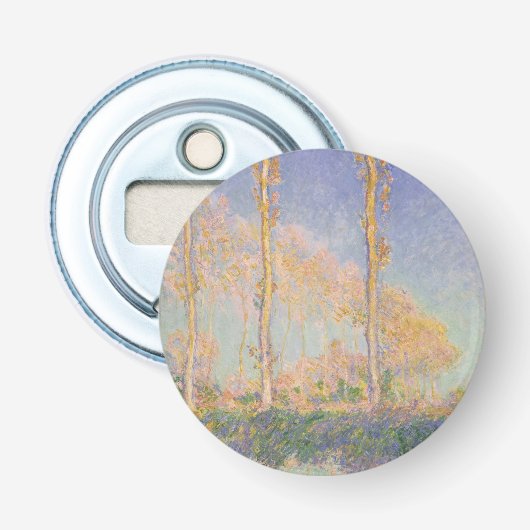 Populieren, impressionistisch landschap, Claude Mo Button Flesopener (Voorkant)