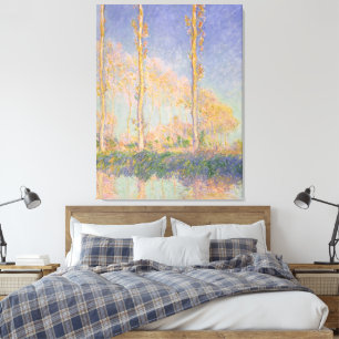 Populieren, impressionistisch landschap, Claude Mo Canvas Afdruk