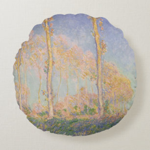 Populieren, impressionistisch landschap, Claude Mo Rond Kussen