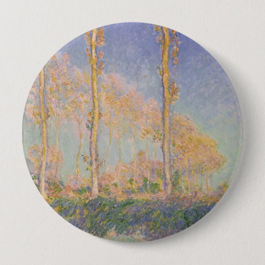 Populieren, impressionistisch landschap, Claude Mo Ronde Button 4,0 Cm (Voorkant)