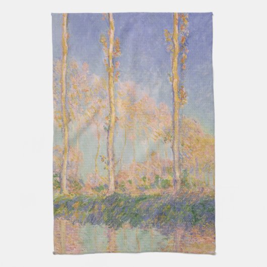 Populieren, impressionistisch landschap, Claude Mo Theedoek (Verticaal)