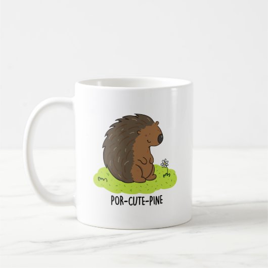 Por-Cute-Pine Funny Porcupine Pun Koffiemok (Links)