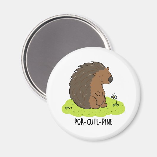 Por-Cute-Pine Funny Porcupine Pun Magneet (Voorkant / Achterkant)