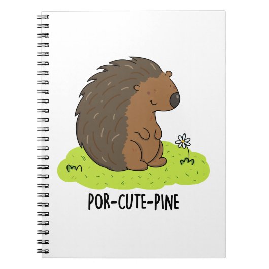 Por-Cute-Pine Funny Porcupine Pun Notitieboek (Voorkant)