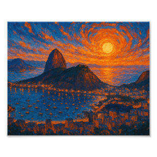 por do sol sobre o rio - arte digital - pôster foto afdruk