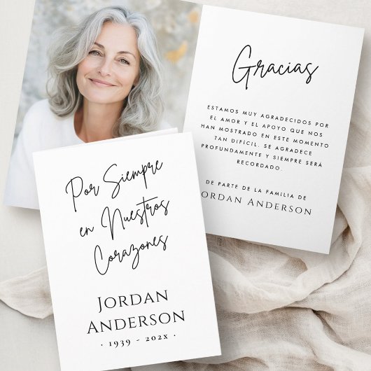 Por siempre en nuestros corazones photo sympathy bedankkaart