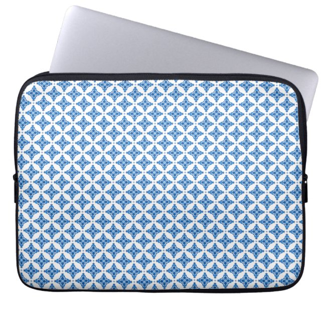 Porcelain Blue Mosaic Laptop Sleeve (Voorkant)
