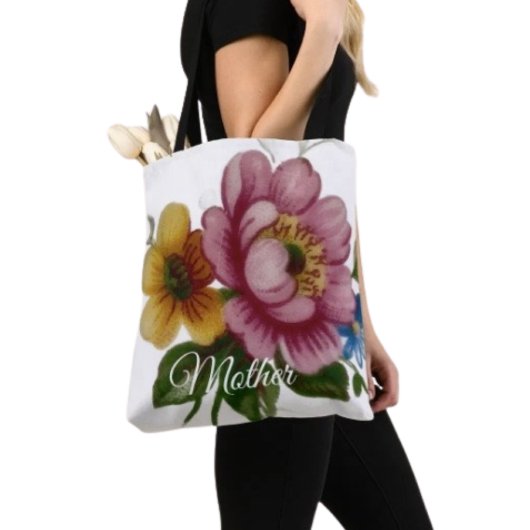 Porcelain Inspired Floral Tote Bag