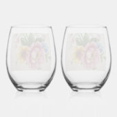 Porcelain Inspired Floral  Wijnglas Zonder Voet (Achterkant)