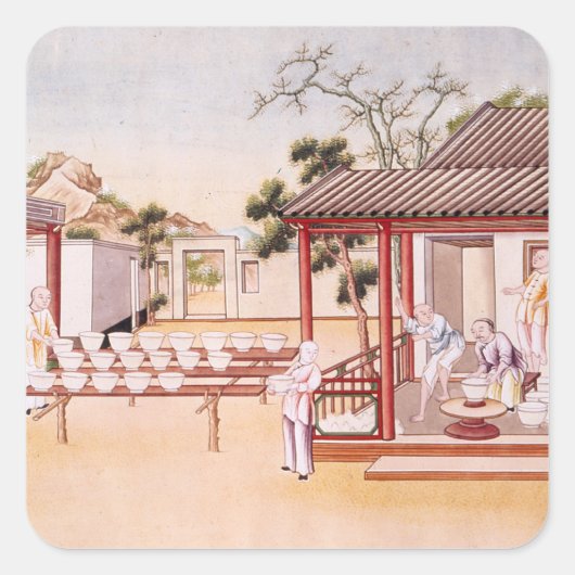 Porcelain Making (w/c op papier) Vierkante Sticker (Voorkant)