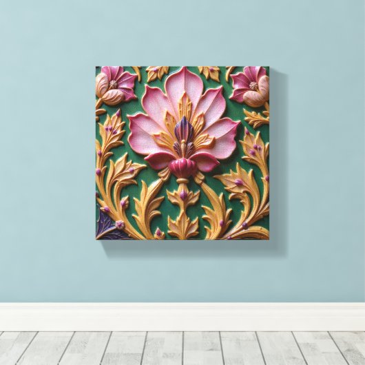 Porcelain Pink Lotus Canvas Afdruk (Insitu (Houten vloer))