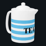 Porcelain Tea Pot - Blue Hoops Theepot<br><div class="desc">Ik heb het laten liggen zodat u de tekst kunt wijzigen,  alles bij elkaar kunt nemen of naar behoren kunt vertrekken.</div>