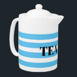 Porcelain Tea Pot - Blue Hoops Theepot<br><div class="desc">Ik heb het laten liggen zodat u de tekst kunt wijzigen,  alles bij elkaar kunt nemen of naar behoren kunt vertrekken.</div>