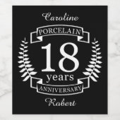 Porcelain traditionele trouwdag 18 jaar wijn etiket (Enkel label)