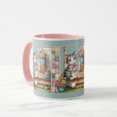 Porch Kitty Floral Patchwork Scene Mok (Voorkant links)
