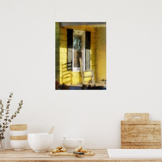 Porch - Lange middagschaduw van de Rocking-stoel Poster (Keuken)