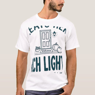Porch Light Aan Treats Hier Goede Buren Stempel T-shirt