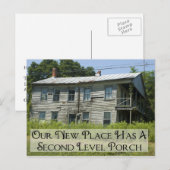 Porch op tweede niveau - grappige adreswijziging aankondigingskaart (Voorkant / Achterkant)