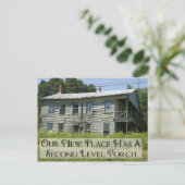 Porch op tweede niveau - grappige adreswijziging aankondigingskaart (Staand voorkant)