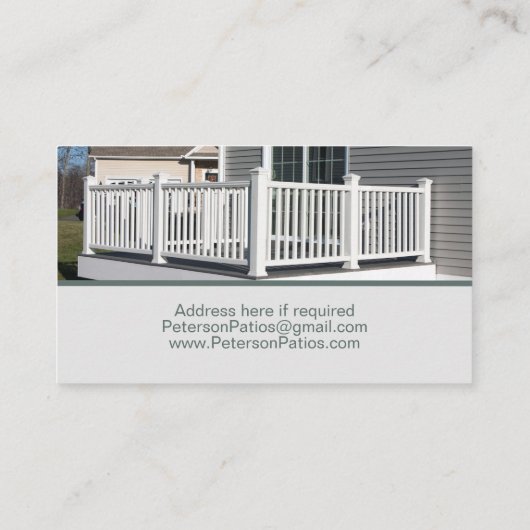 Porch Patio Deck Construction Visitekaartje (Achterkant)