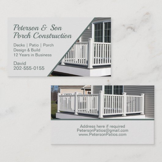 Porch Patio Deck Construction Visitekaartje (Voorkant / Achterkant)