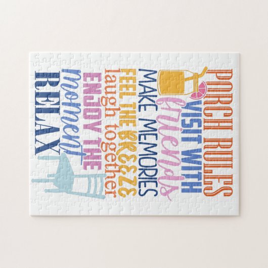 Porch Rules Cute Funny Quote voor vrienden Legpuzzel (Horizontaal)